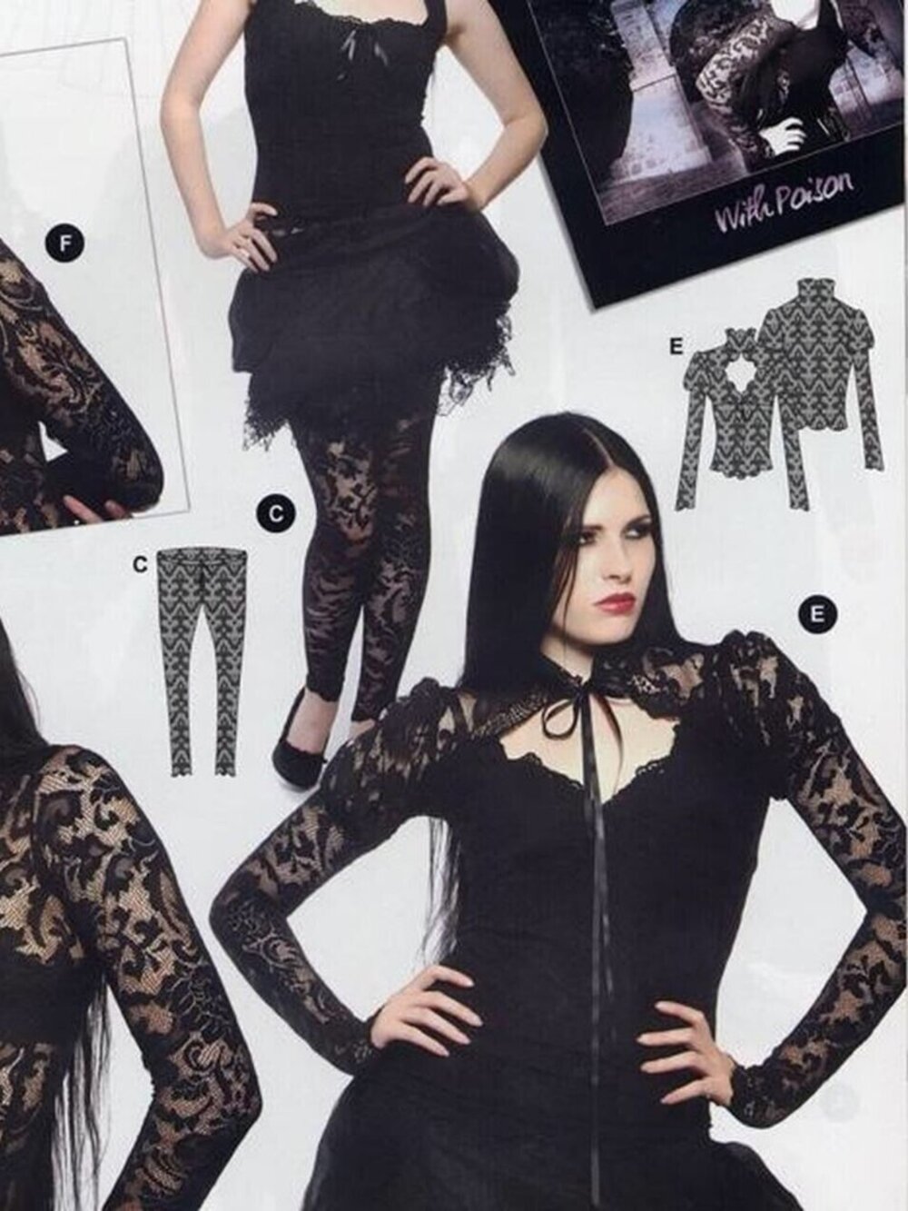 Lip Service Y2K Gothic Victorian Black Lace Tights SMALL